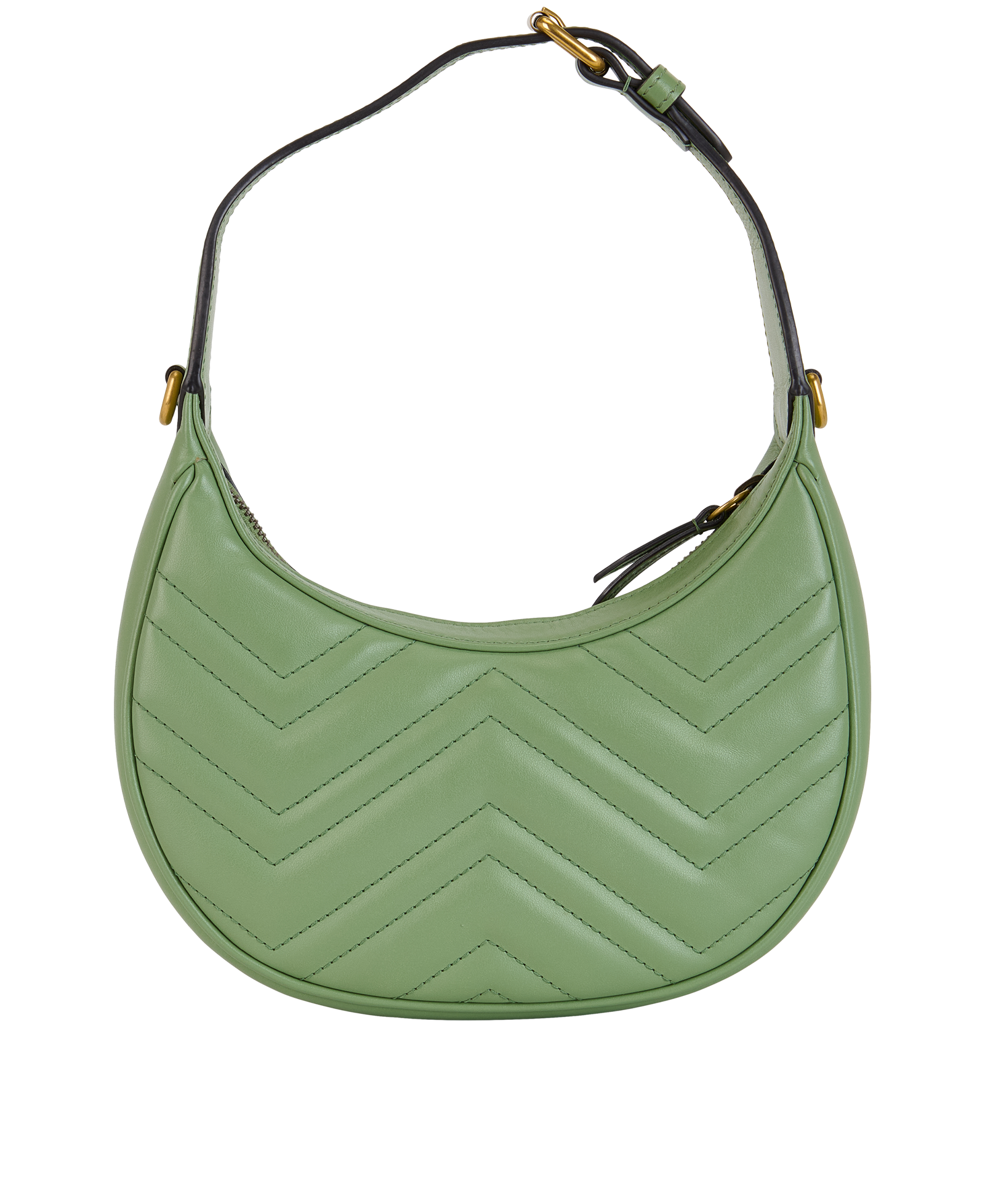 GG Marmont Small Half Moon, &pound;795, Handbags, Green, Leather, Back view